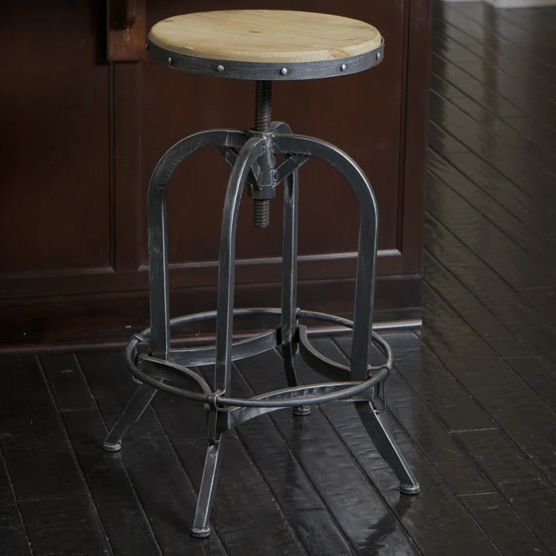 Ariha Solid Wood Adjustable Height Bar Stool | Wayfair North America