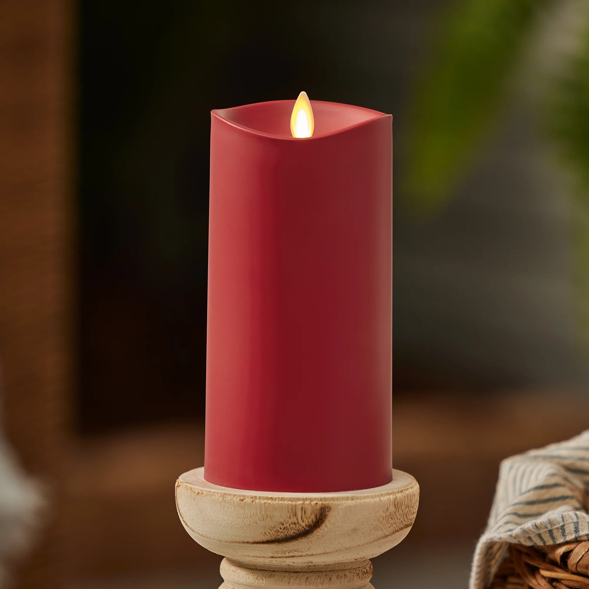Cherry Red Outdoor Flameless Candle Pillar | Luminara