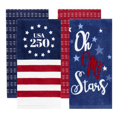 RITZ USA 250 Kitchen Towel Set, 4-Pack – 100% Cotton Towels, 16" x 26", USA 250 Flag | Target