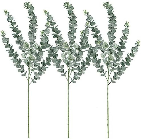 Supla 3 Pcs Faux Eucalyptus Leaves Spray Artificial Eucalyptus Branches Plants Artificial Greenery S | Amazon (US)