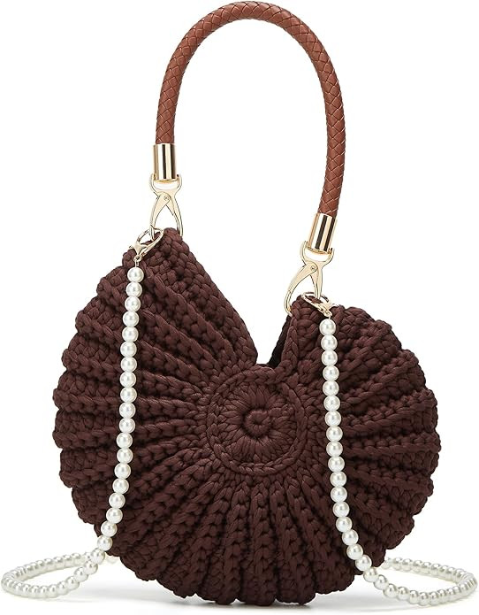 Handmade Crochet Tote Bag Seashell Purse for Women Boho Shell Handbag Crossbody Shoulder Bag Summ... | Amazon (US)