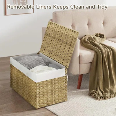 180l Wicker Storage Basket With Lid | Wayfair North America