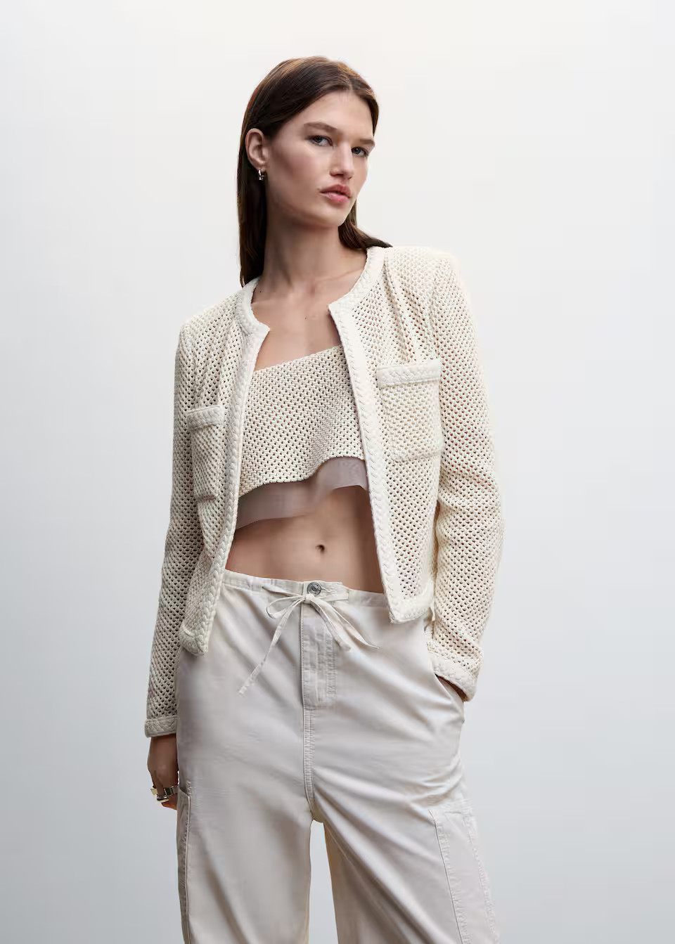 Openwork knitted jacket -  Women | Mango USA | MANGO (US)