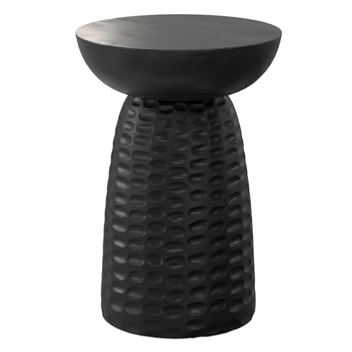 SIMPLIHOME Boyd End Table - 13" Wide x 18" High Solid Mango Wood Round Accent Table in Black, Handcrafted Contemporary Nightstand or Lamp Stand for Living Room, Bedroom, or Office, Assembled | Amazon (US)