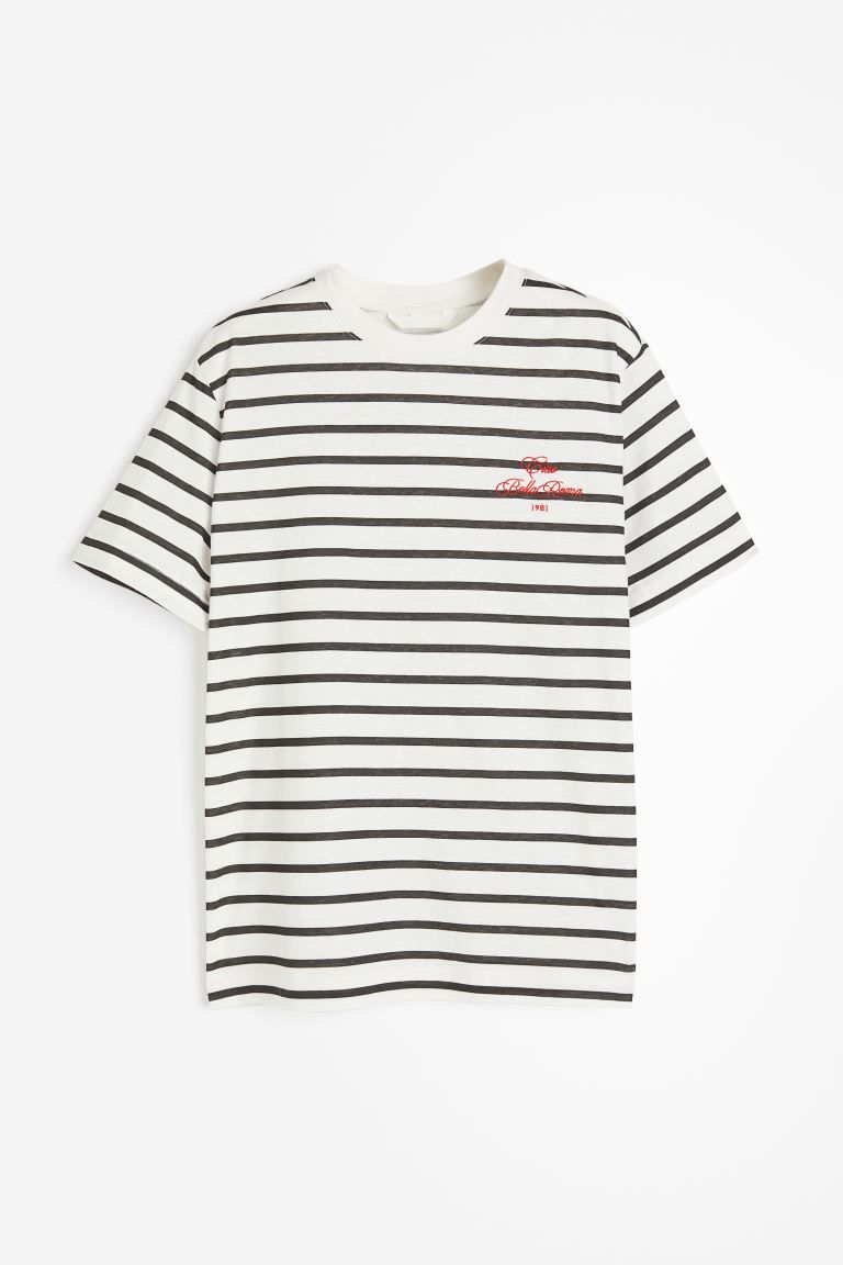 Printed T-shirt - White/striped - Ladies | H&M US | H&M (US + CA)