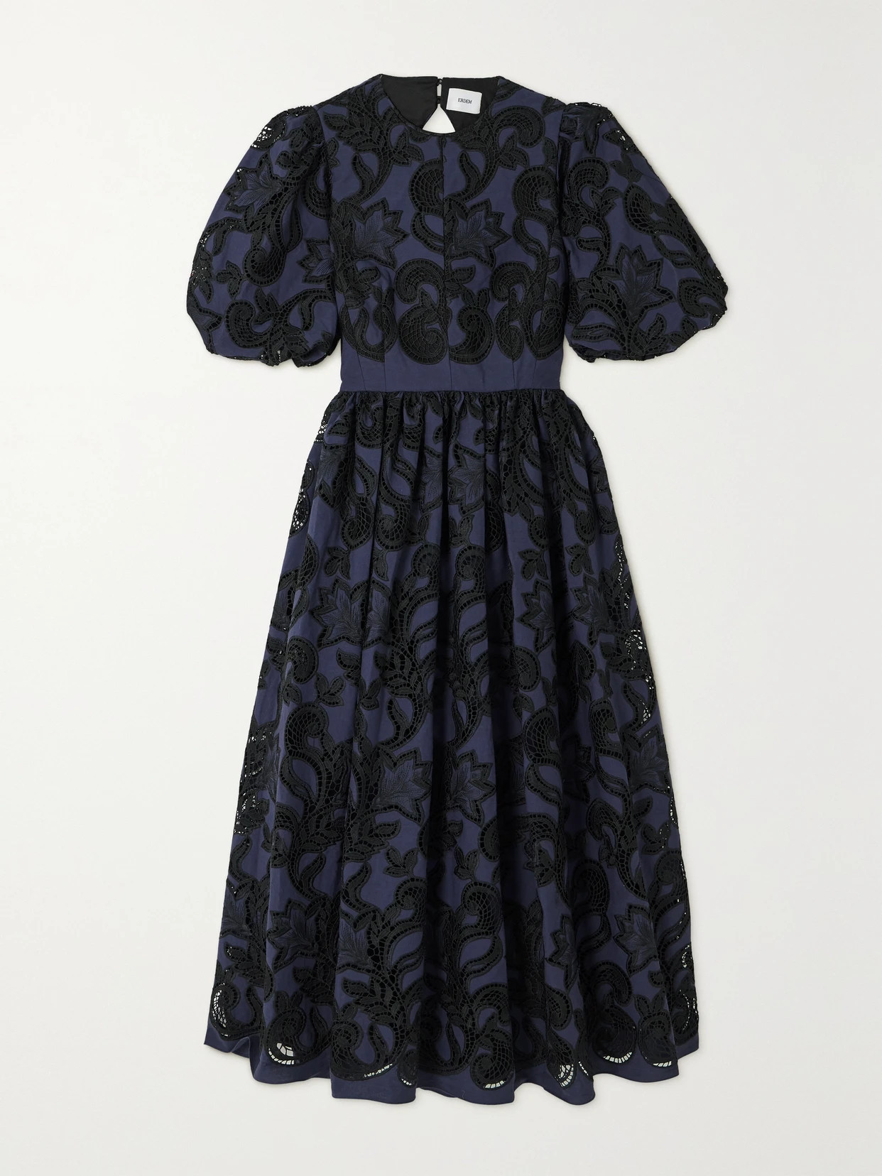 Erdem - Open-back Pleated Broderie Anglaise Voile Midi Dress - Blue | NET-A-PORTER (US)