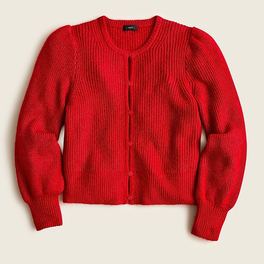 Puff-sleeve lightweight alpaca blend cardigan sweater | J. Crew US