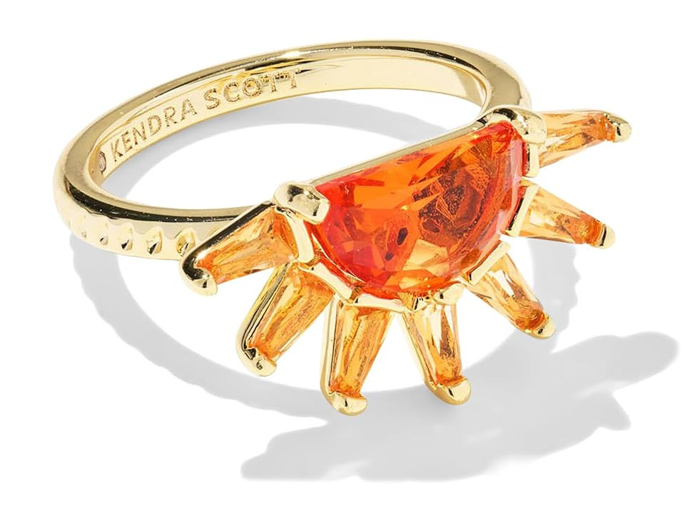 Kendra Scott Samantha Sun Band Women's Ring Women's Ring Gold Orange Glass : 9, Brass/Glass/Gold-Plated | Zappos