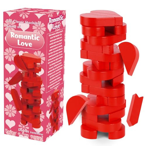 RXLWYUNLAE Valentine's Day Heart Stacking Game - Collapsible Tower for Intimate Date Nights, Love-Themed Parties & Sweet Decor, Suitable for Indoor/Outdoor Play | Amazon (US)