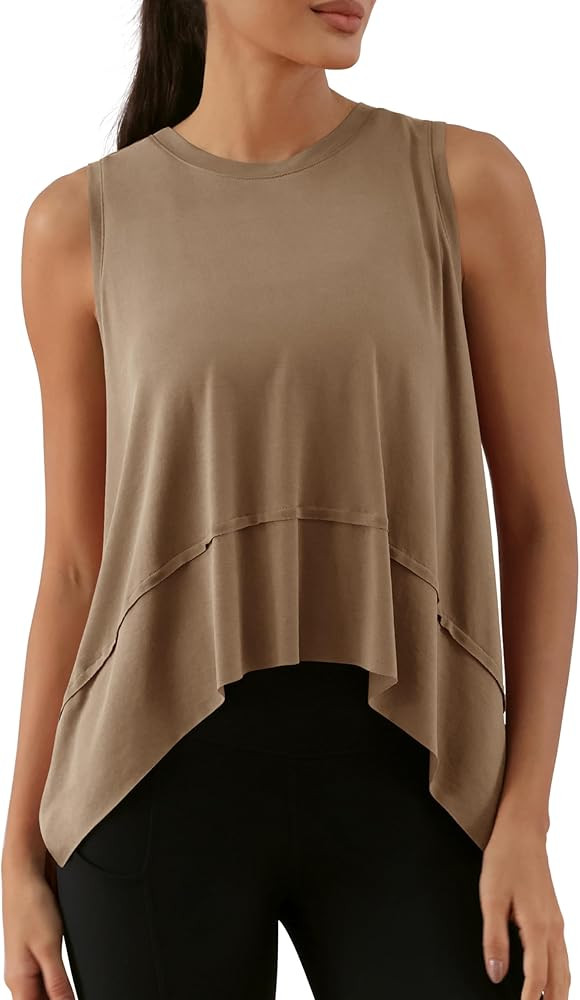 ODODOS Modal Soft Sleeveless Crop Top for Women Athletic Tee Gym Workout Cropped Yoga Tank | Amazon (US)