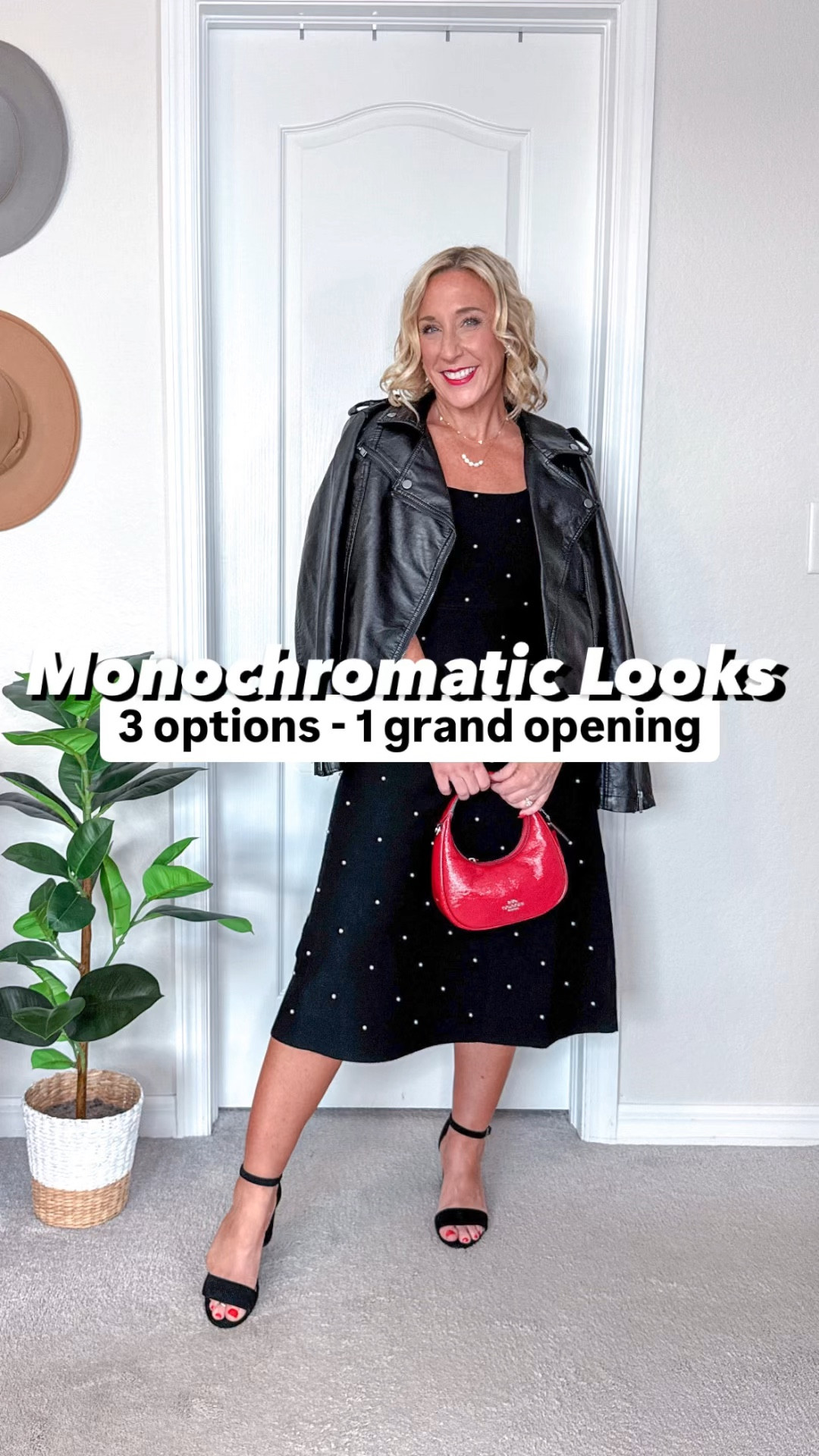 3 monochromatic looks:
1. Blazer - size small // satin slip skirt - size small.
2. Blazer - size small // satin slip skirt - size small // top (that I SHOULD have worn) is part of a set - size small. 
3. Pearl sweater dress - size XS // faux leather moto jacket - size small  

#LTKSeasonal #LTKStyleTip #LTKWatchNow