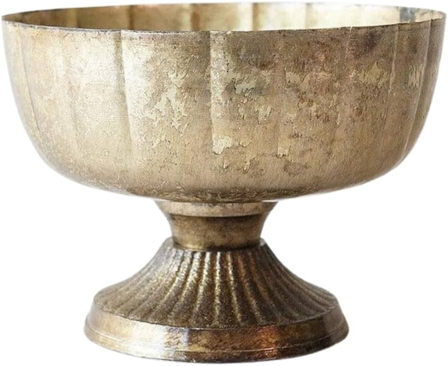 Afloral Distressed Gold Metal Compote Bowl - 8" Wide | Amazon (US)