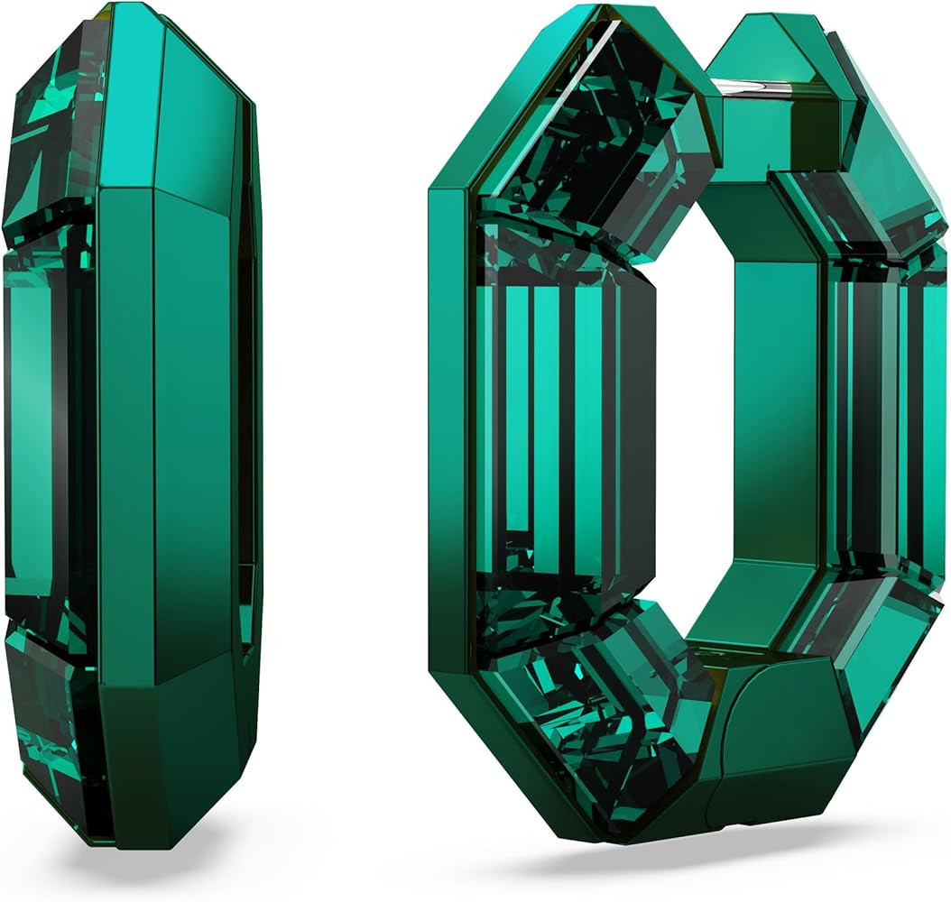 Swarovski Lucent Small Hoop Earrings, Green Octagon-Shaped Crystals, Part of the Swarovski Lucent... | Amazon (US)