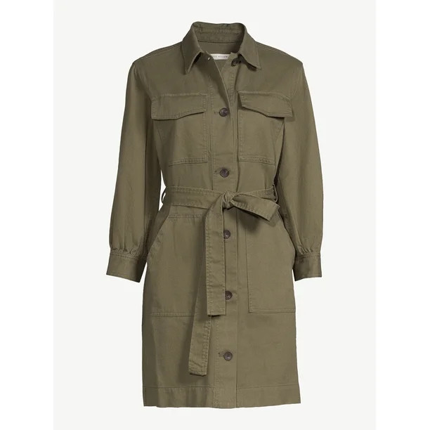 Free Assembly Women's Belted Utility Mini Dress with Long Sleeves, Sizes XS-XXL | Walmart (US)