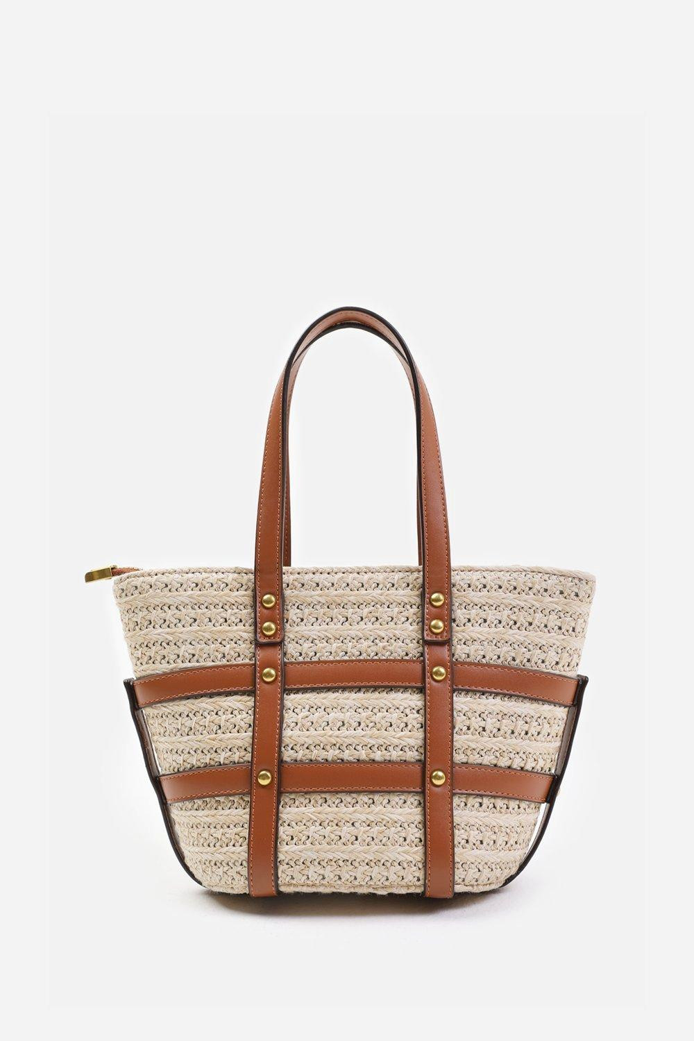 Bags & Purses | 'Cielo' Small Raffia Bag With Stud Detail And Cross Body Strap | Where's That Fro... | Debenhams UK