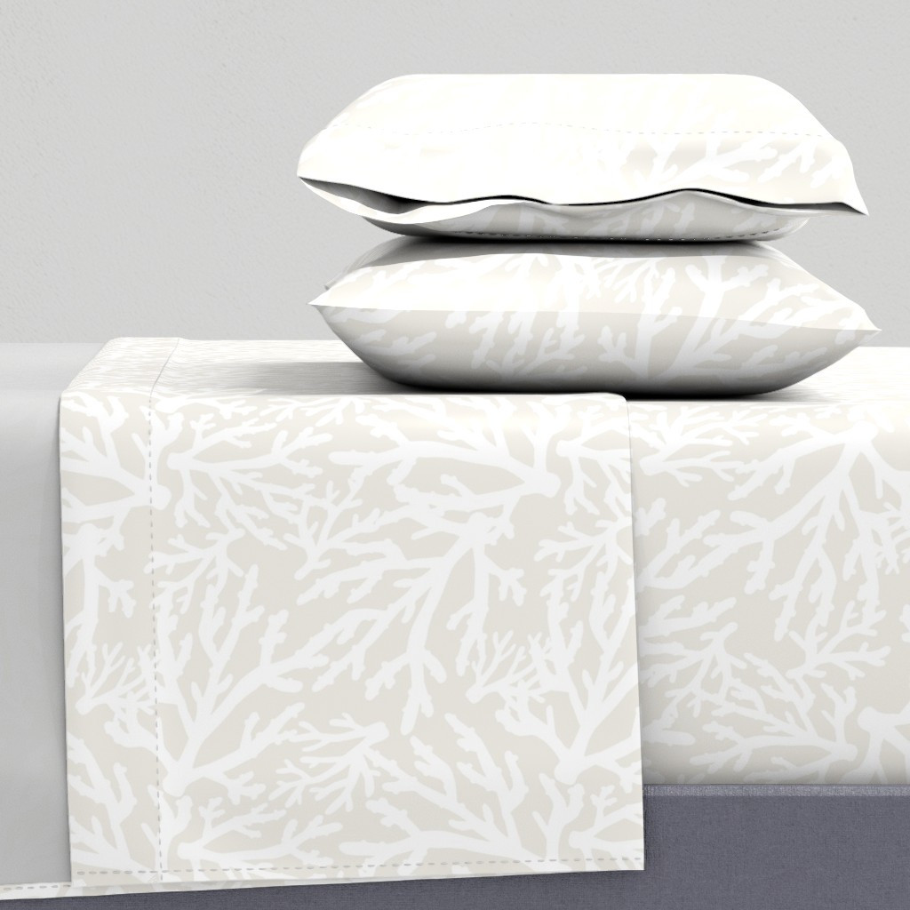Coral Branches White on Sand Beige Sheet Set | Spoonflower | Spoonflower
