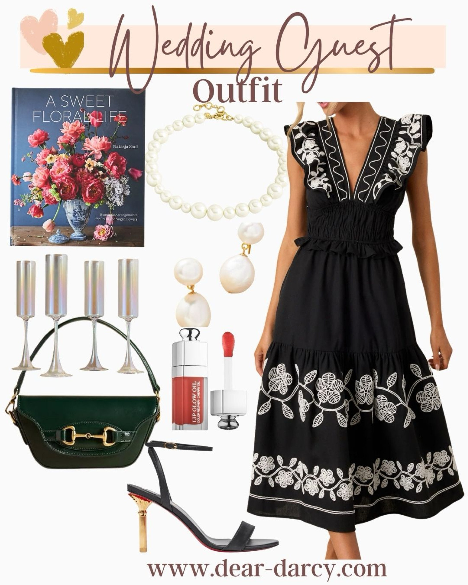 Wedding guest dress and a couple gift ideas

Flower coffee table book
Champagne flutes 

Beautiful & affordable dress comes in 3 colors fits tts

Pretty black heels with gold heel
Fit tts

Small perfect bag for evening or dresses

Dior lip oil 
Pearl earring  & necklace 

#LTKStyleTip #LTKWedding #LTKShoeCrush