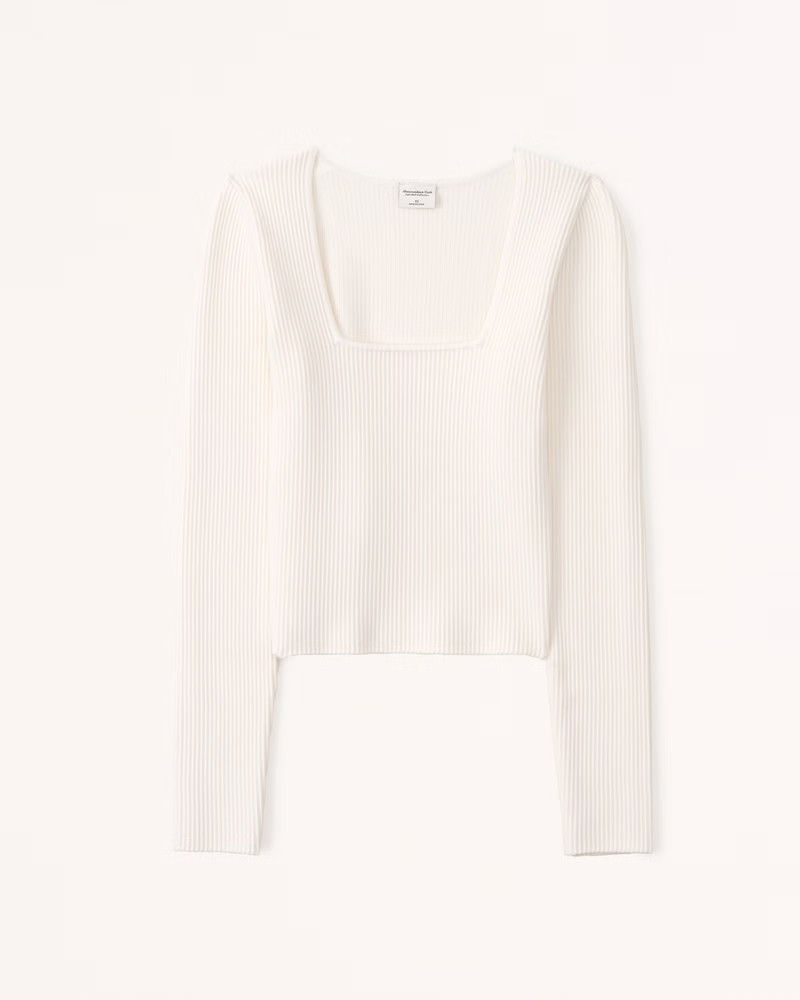 Long Sleeve Ottoman Squareneck Top | Abercrombie & Fitch (US)
