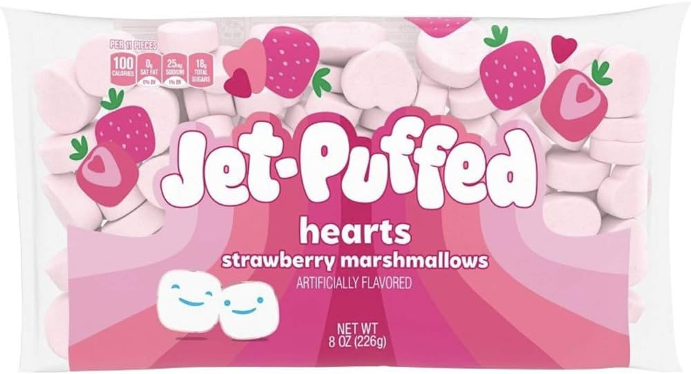 Seasonal Valentine's Day Jet-Puffed Strawberry Heart Marshmallows, 8 Oz | Amazon (US)