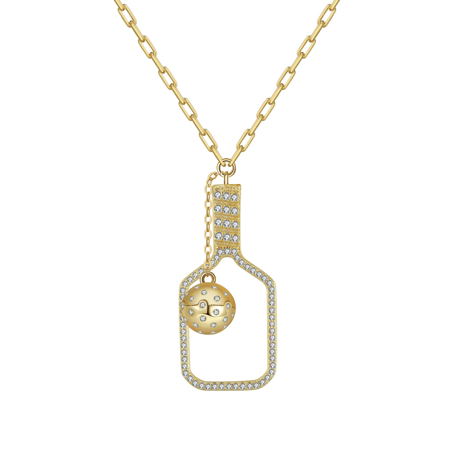 The Volley Plus Pickleball Necklace in Gold with Crystals | Etsy (US)