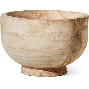 Serene Spaces Living 11" Paulownia Round Wood Bowl, Handmade Wooden Decorative Bowl for Décor, Parti | Amazon (US)