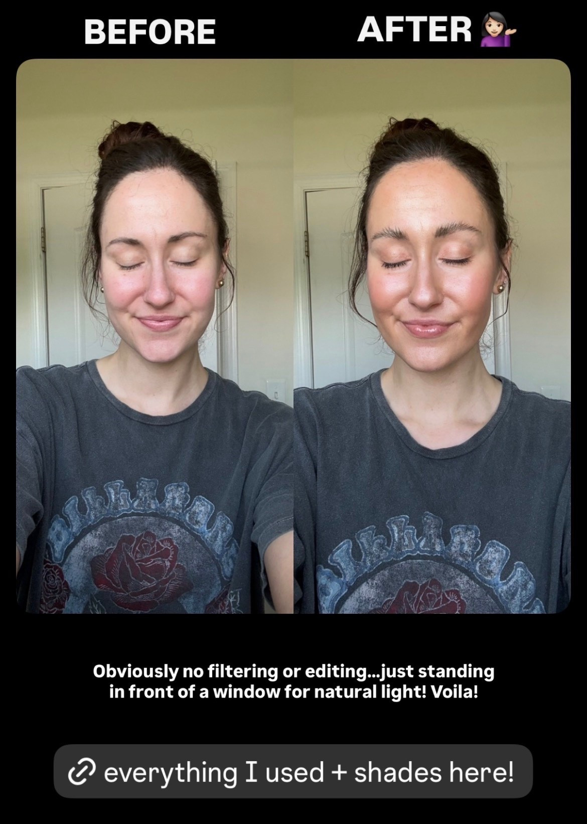 Obviously no filtering or editing…just a quick glowy makeup look

#LTKgrwm #LTKmorningroutine #LTKBeauty