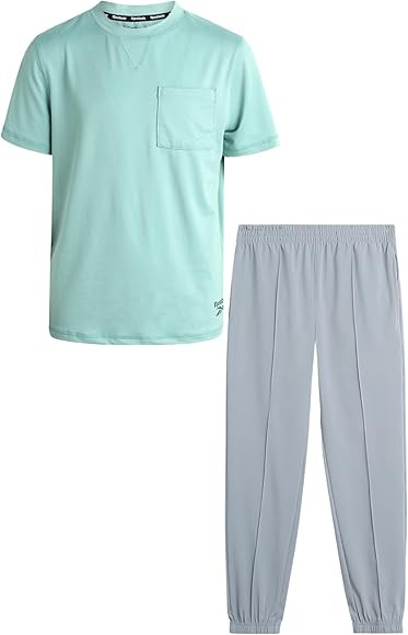 Reebok Boys' Pants Set - 2 Piece Short Sleeve T-Shirt and Woven Hybrid Tech Jogger Pants - Spring... | Amazon (US)