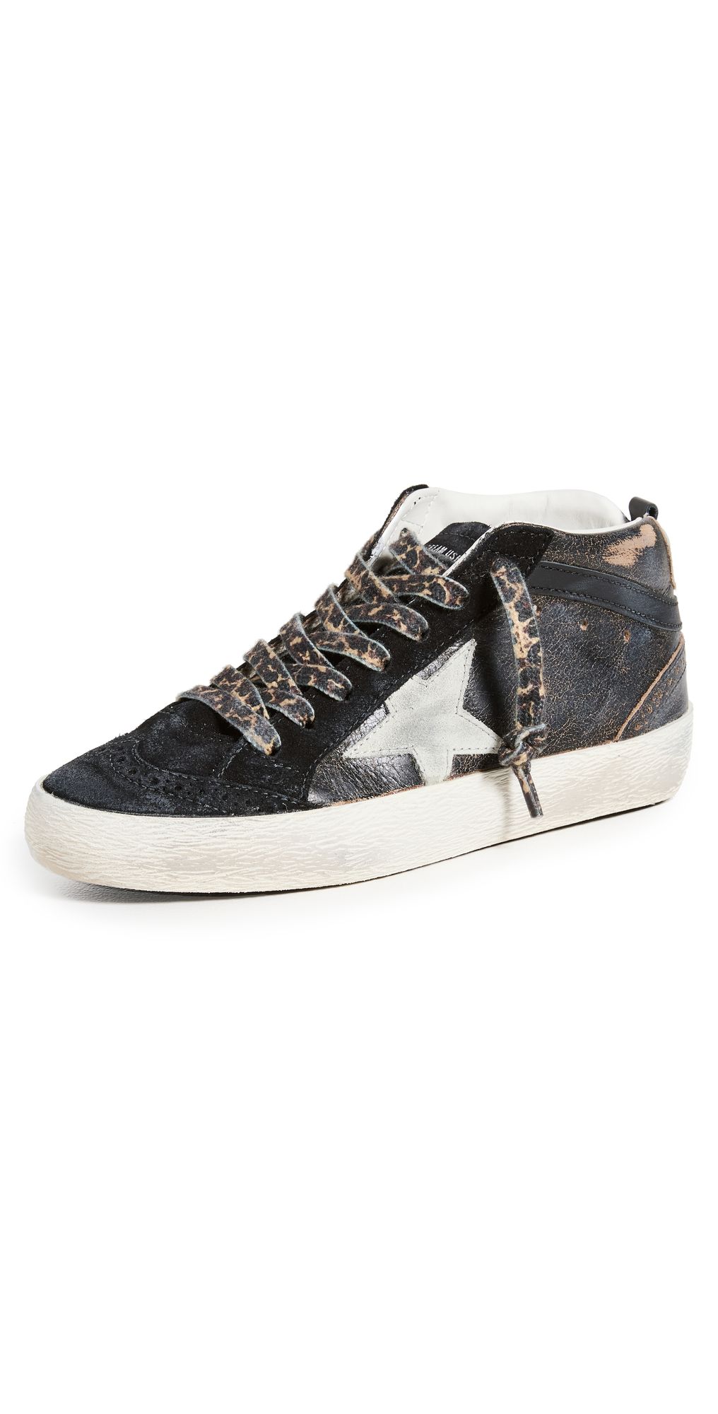 Golden Goose Mid Star Shiny Leather Upper and Spur Suede Sneakers | Shopbop
