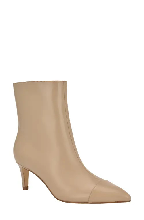 Calvin Klein Gentley Pointed Cap Toe Bootie in Natural at Nordstrom, Size 10 | Nordstrom