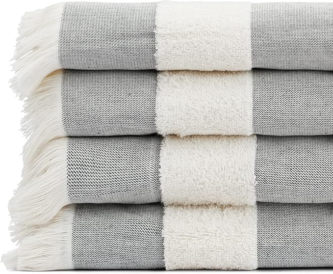 Black & White Brands Set of 4 Turkish Beach/Pool Towels. 100% Organic Turkish Cotton, Stylish and... | Amazon (US)