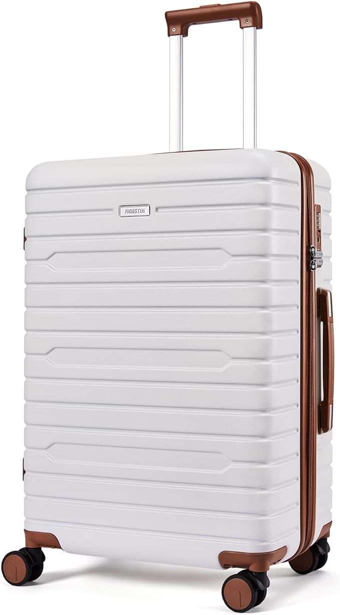 FIGESTIN Checked Luggage 24 inch, 100% PC Large Suitcase with Wheels, Hardside Suitcase TSA Appro... | Amazon (US)