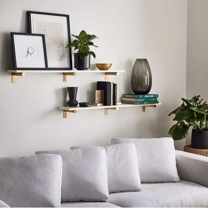 Linear White Lacquer Wall Shelves with Jordan Brackets | West Elm (US)