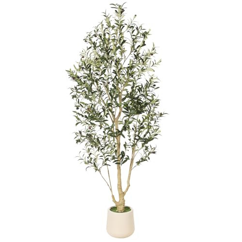 FEELEAD Olive Trees Artificial Indoor 6ft with Planter Faux Olive Tree with Lifelike Trunk & Realistic Leaves for Home Office Decor, Tall Fake Tree for Living Room | Amazon (US)
