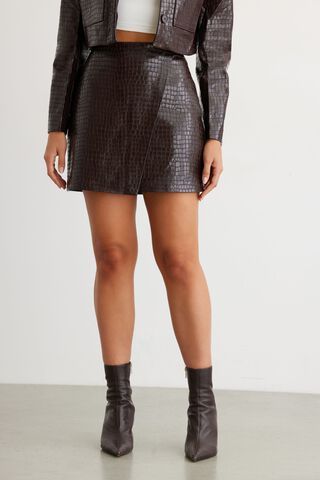 Mini Crocodile Faux Leather Skirt | Dynamite Clothing