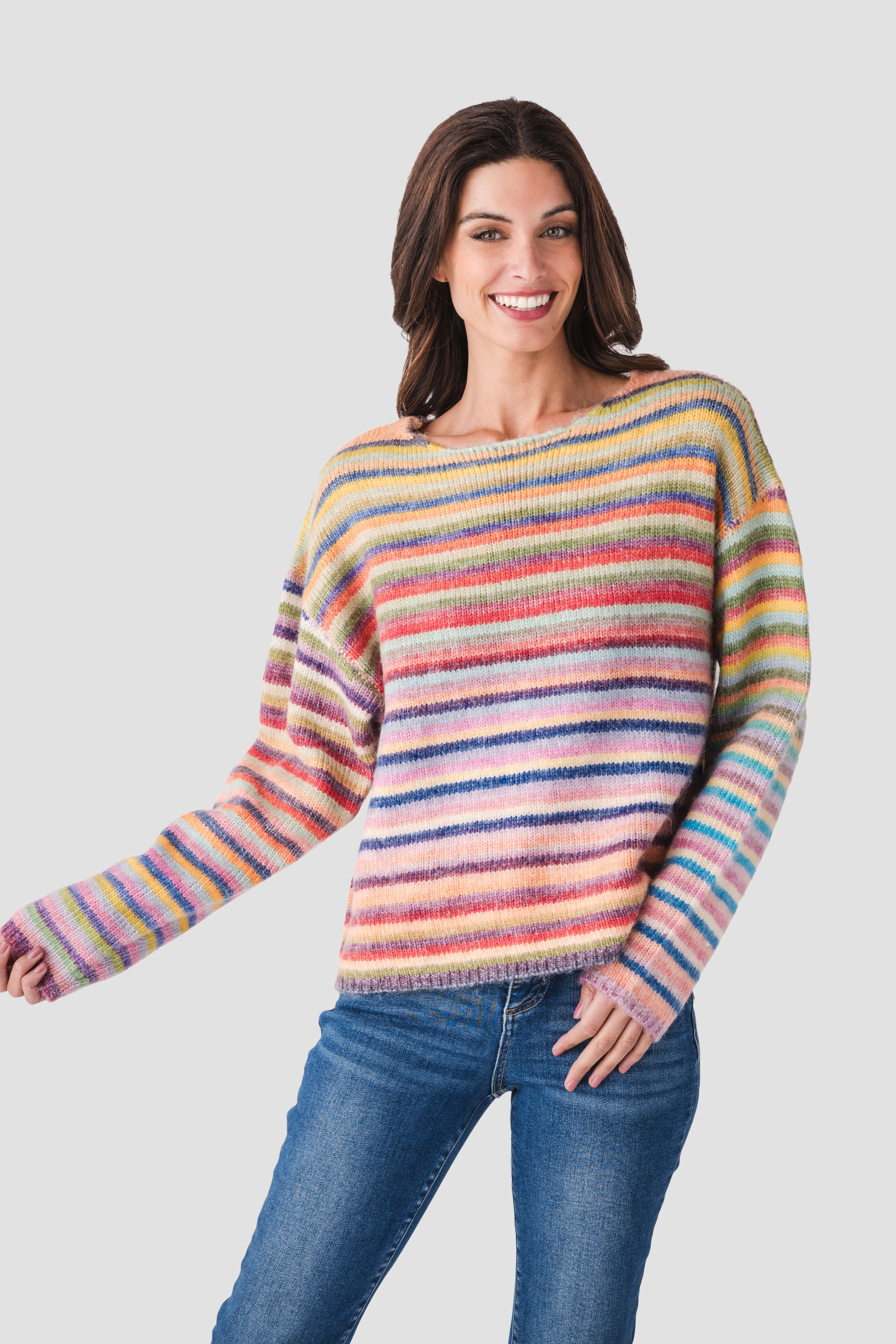 Wishlist Multi Striped Pullover Sweater | Social Threads