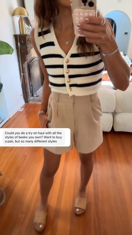 Beek code shalicenoel10 for 10% off stackable code !! 
Vest 
Pleated Shorts sz 26 soooo flattering 
Summer outfit 