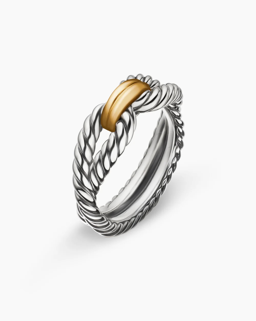 David Yurman | Cable Loop Band Ring in Sterling Silver with 18K Yellow Gold, 7mm | David Yurman