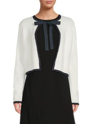 Contrast Trim Bow Cardigan | Saks Fifth Avenue OFF 5TH