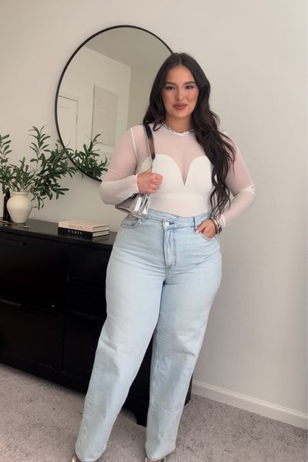 Jeans- 16
Bodysuit- XL 
Tagged similar heels that are shorter 