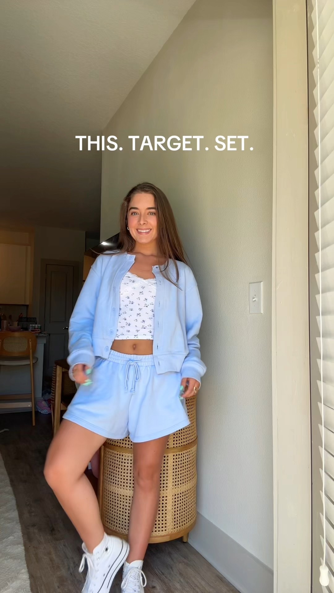 Cutest set for spring 🦋 wearing size XS in cardigan & shorts. Also comes in pink 🌸. 
Target set. Cute and comfy outfit. Spring outfit inspo  

#LTKStyleTip #LTKPetite