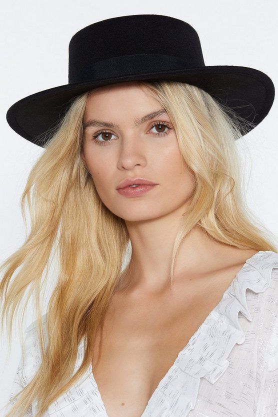 Black Hat with Wide Brim and Flat Top | NastyGal (US & CA)