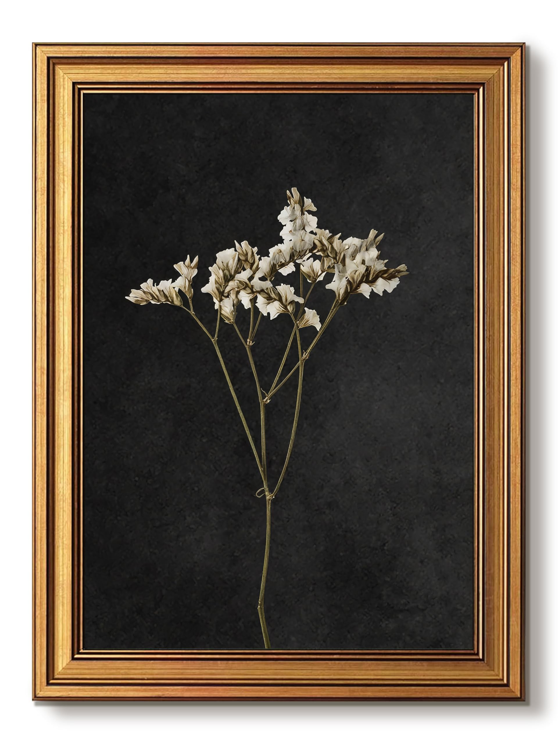 Vintage Gold Framed Wall Art, Retro Dark Dried Flower Paintings, Moody Floral Pictures Wall Decor... | Amazon (US)