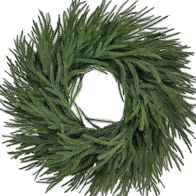 26 inch Norfolk Pine Wreath,Christmas Wreaths for Front Door,Artificial Real Touch Wreath for Doo... | Amazon (US)