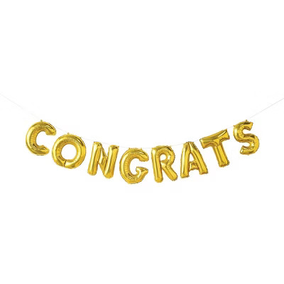 "Congrats" Script Foil Balloon Banner Gold - Spritz™ | Target