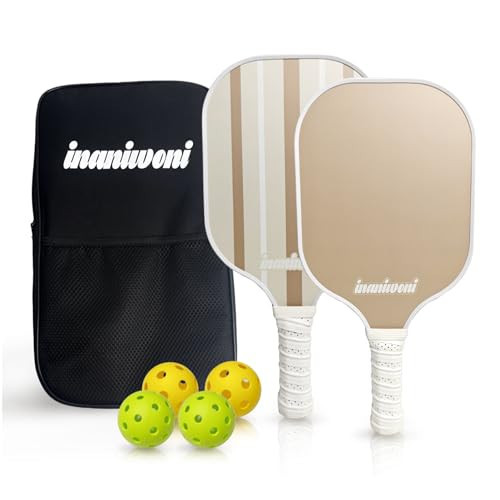 INANIWONI Pickleball Paddles Set of 2 - Fiberglass Surface & Polypropylene Honeycomb Core | Lightweight Pickball Paddles | 4 Pickball Balls and 1 Bag | Amazon (US)
