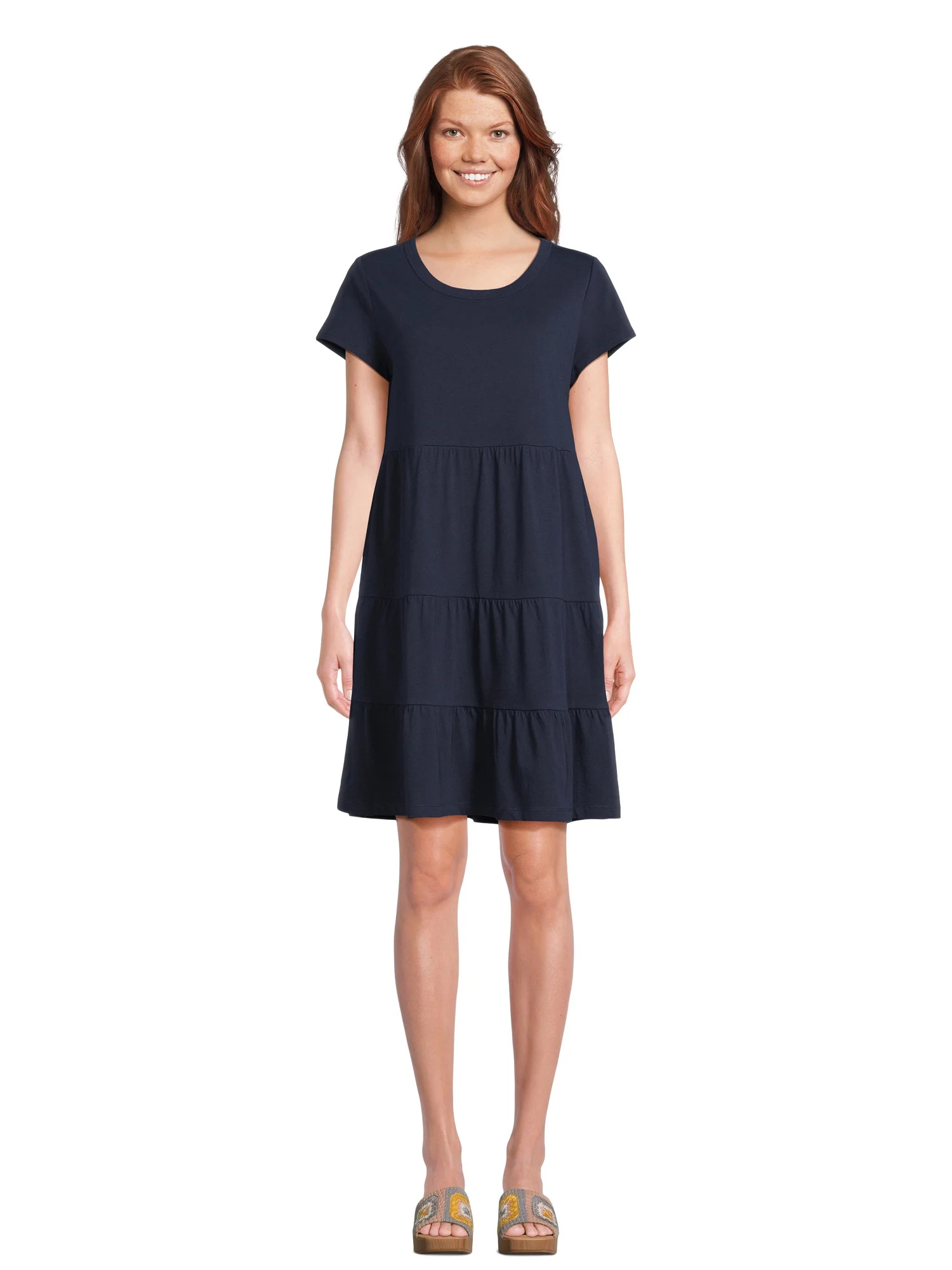 Time and Tru Women's Tiered Knit Dress | Walmart (US)