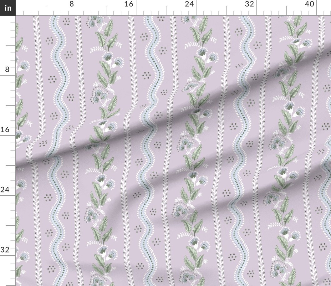 Blue Greens on Lilac Emma Stripe Fabric | Spoonflower | Spoonflower