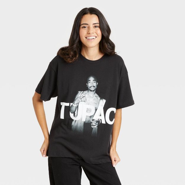 Women's Tupac Westside Short Sleeve Oversized Graphic T-Shirt - Black | Target