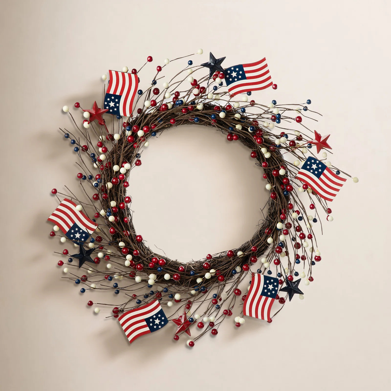 Patriotic/American Independence Day Faux 22'' Wreath | Birch Lane