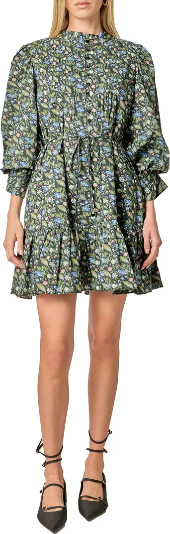 Mock Neck Cotton Button-Up Minidress | Nordstrom